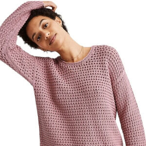 Madewell Pink Open-Stitch Austen Pullover Sweater Size M